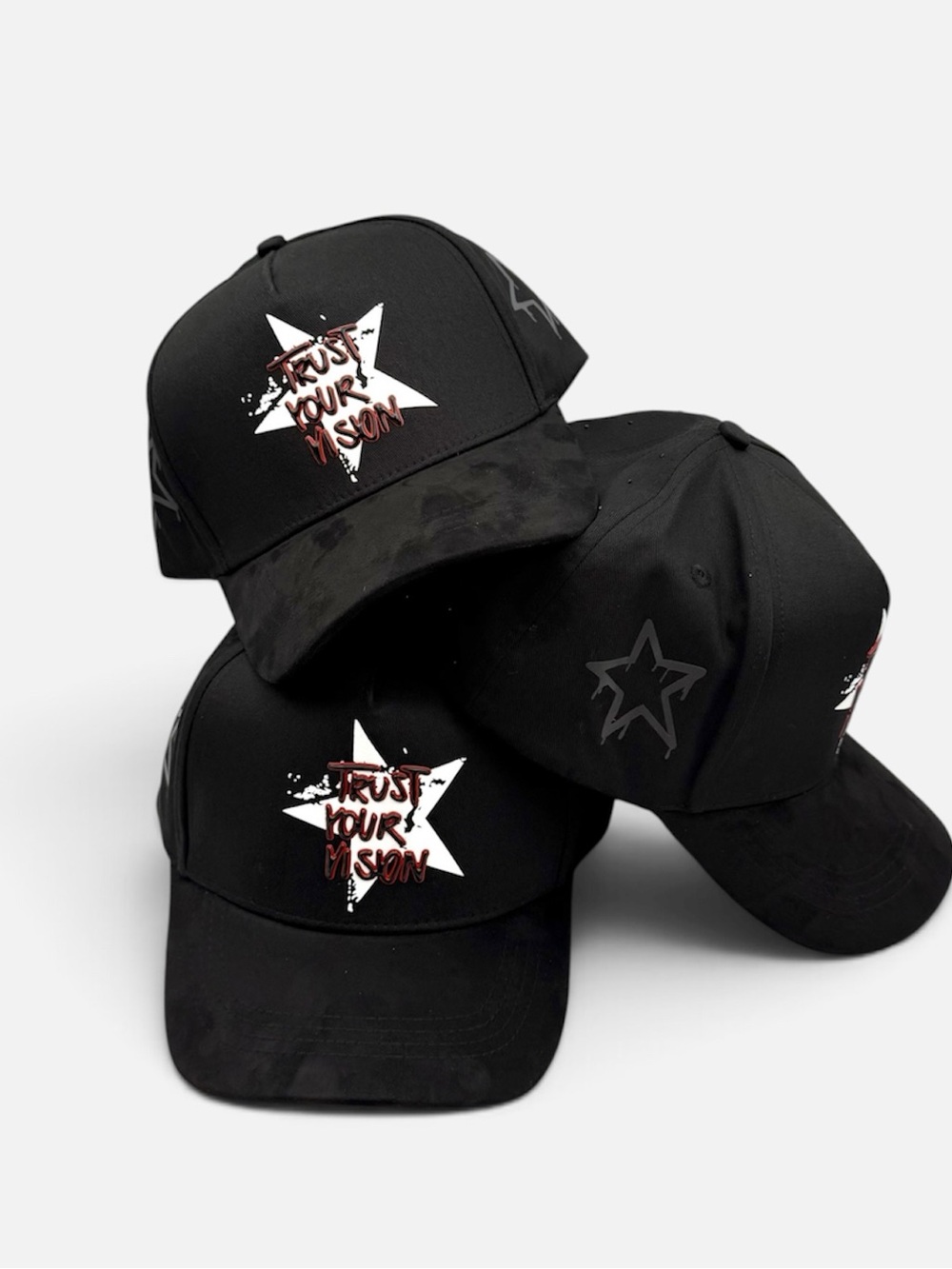 Snap-Back Star Trucker Hat For Men - Black